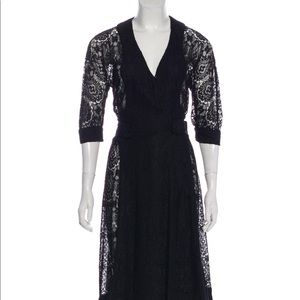 Lovely Mayle Black Lace Wrap Dress Sz 2 Pristine